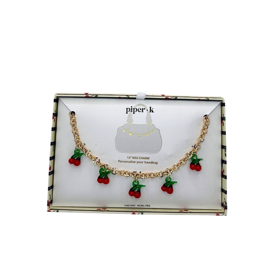 Piper K Cherry Charm Gold Tone Chain Bag Charm Purse Accessories